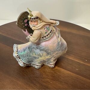 Thomas Kinkade Santa Ornament – Ashton-Drake Galleries Pink & Rose Winter Scene